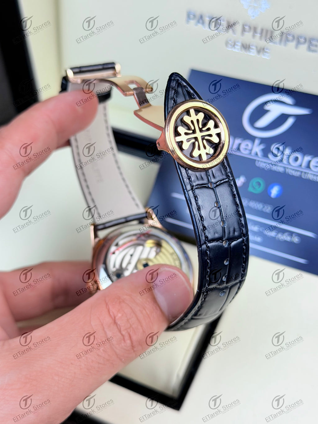 Patek Philippe Tourbillon Moonphase Black Leather
