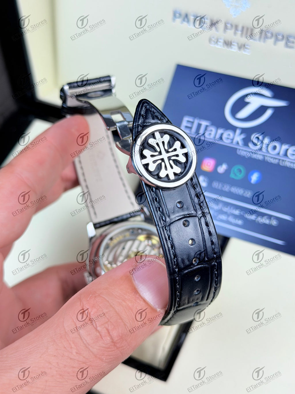 Patek Philippe Tourbillon Moonphase Black Leather