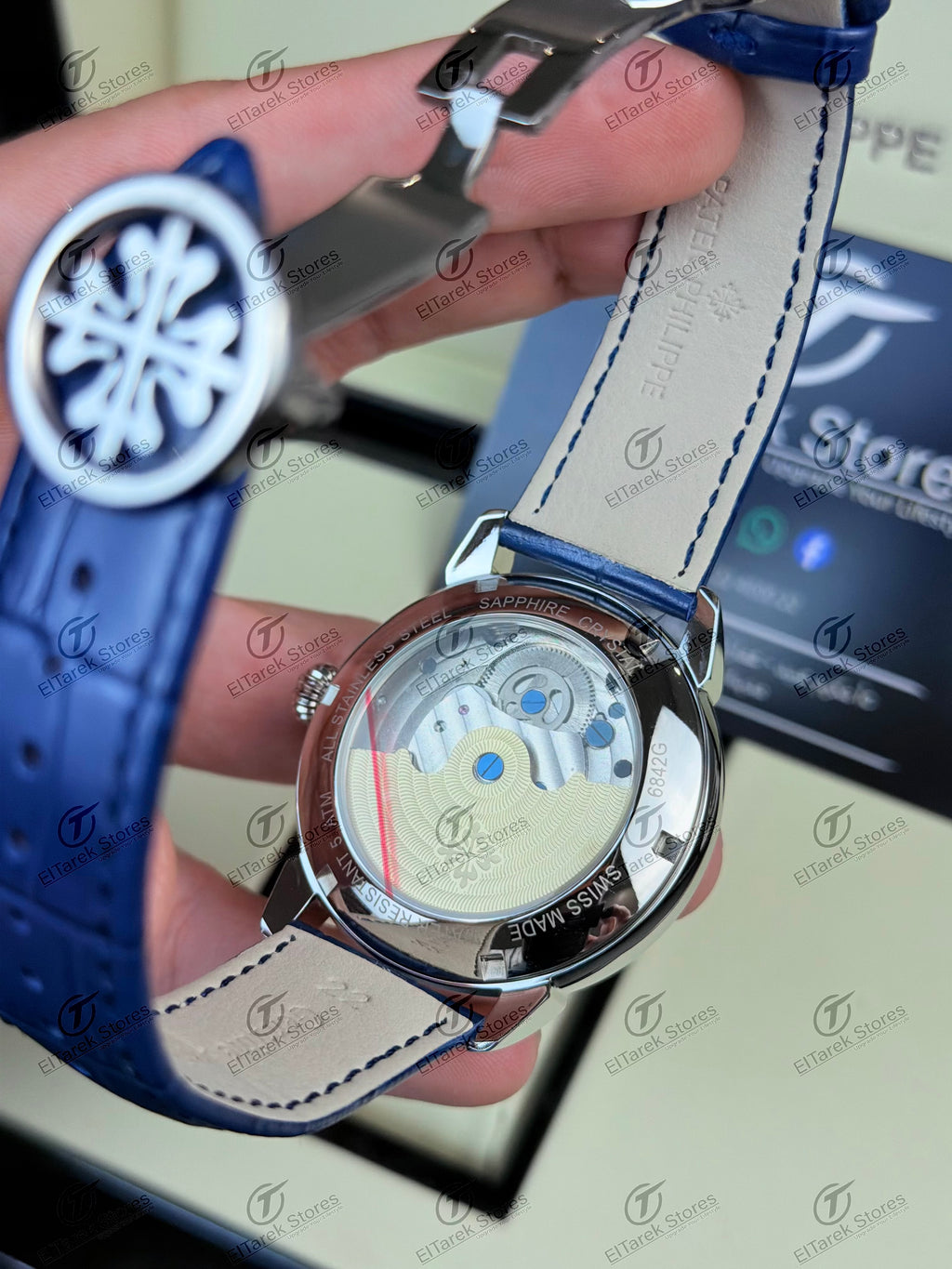 Patek Philippe Moonphase Tourbillon Blue Dial Blue Leather