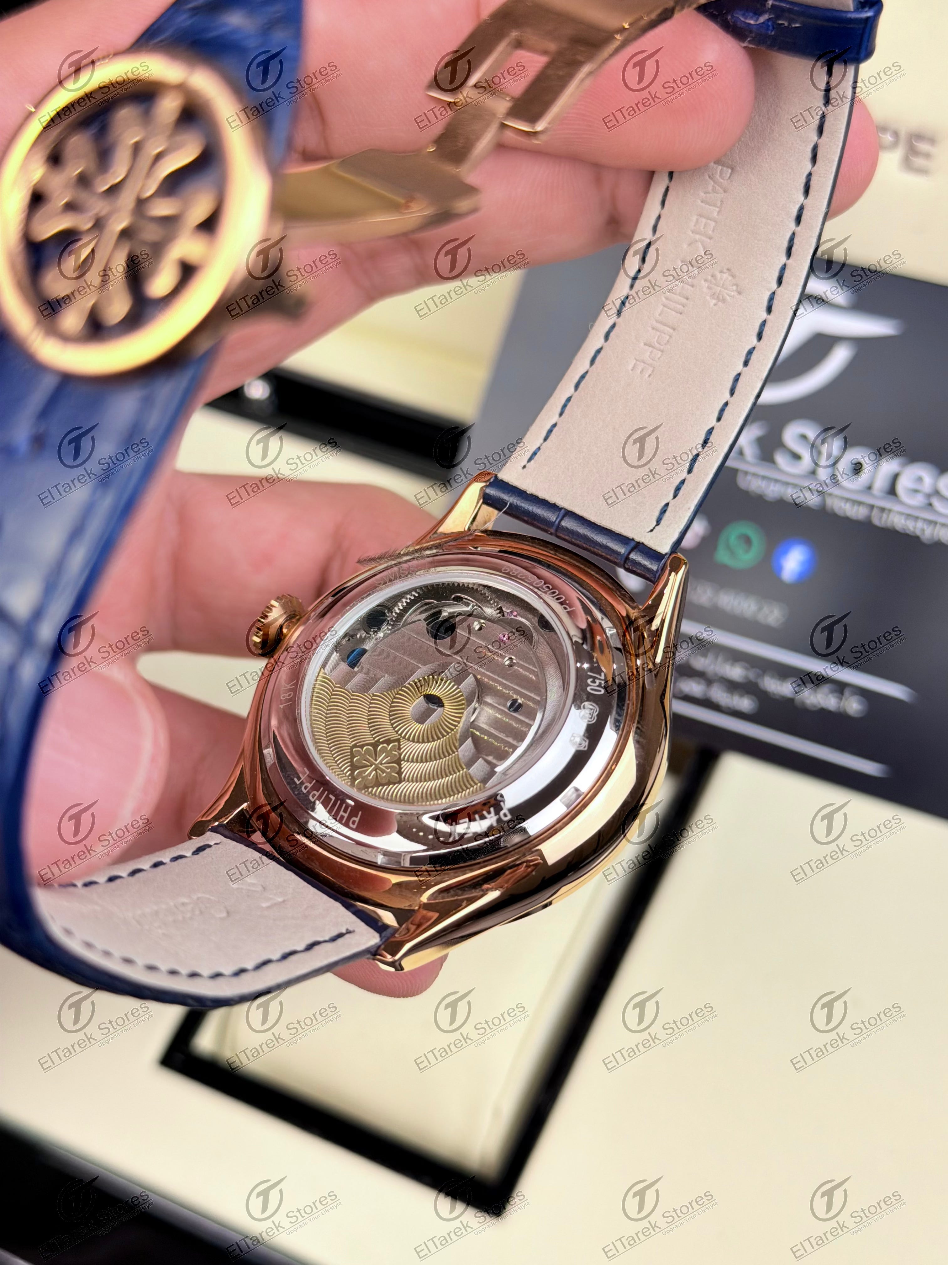 Patek Philippe Tourbillon Blue Dial Blue Leather Rose