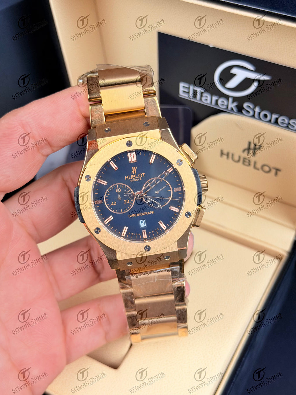 Hublot Classic Fusion Chronograph Black Dial Rose Metal