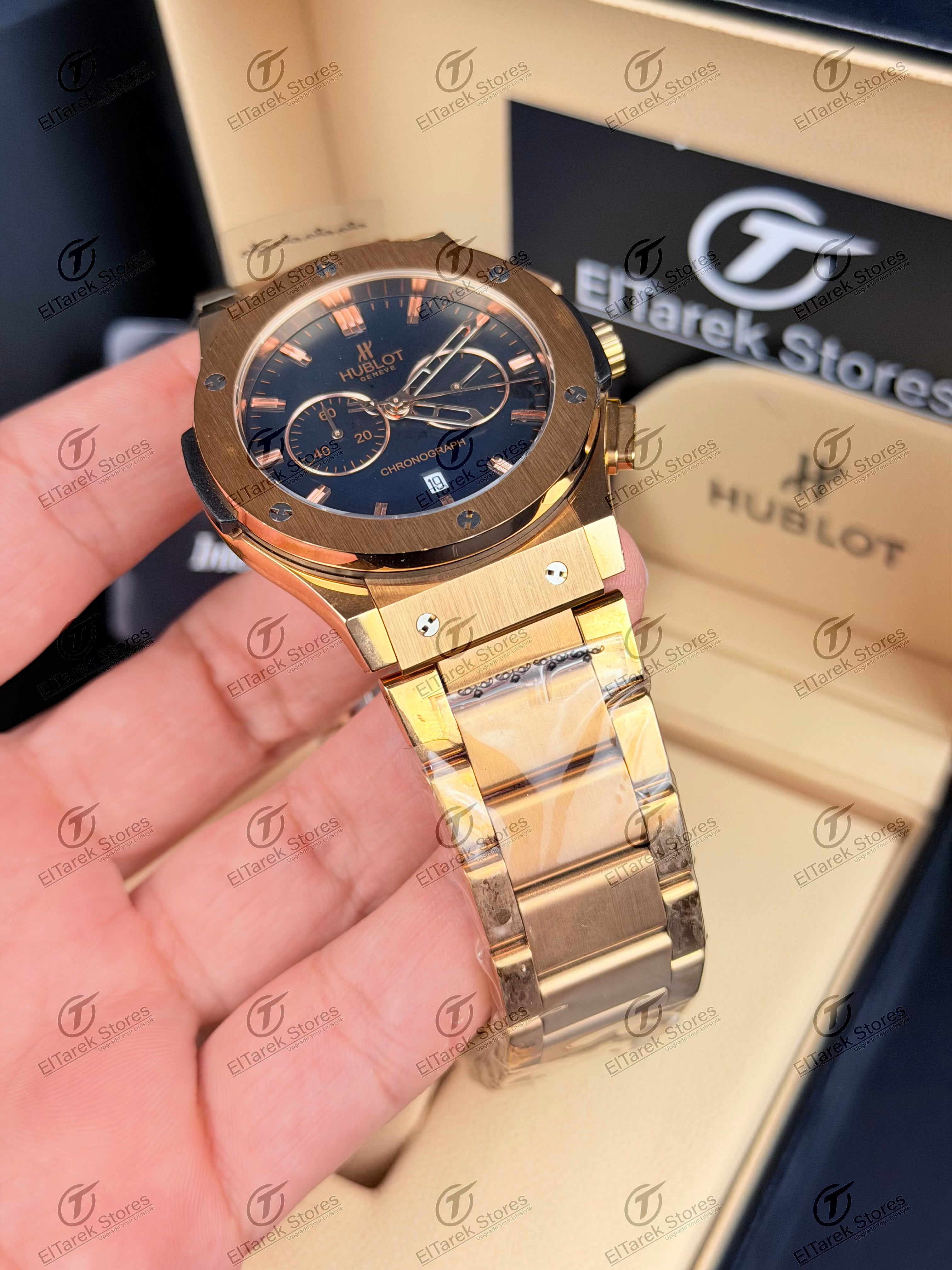 Hublot Classic Fusion Chronograph Black Dial Rose Metal