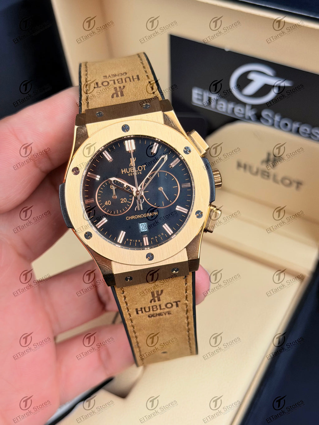 Hublot Classic Fusion Chronograph Black Dial Brown Suede