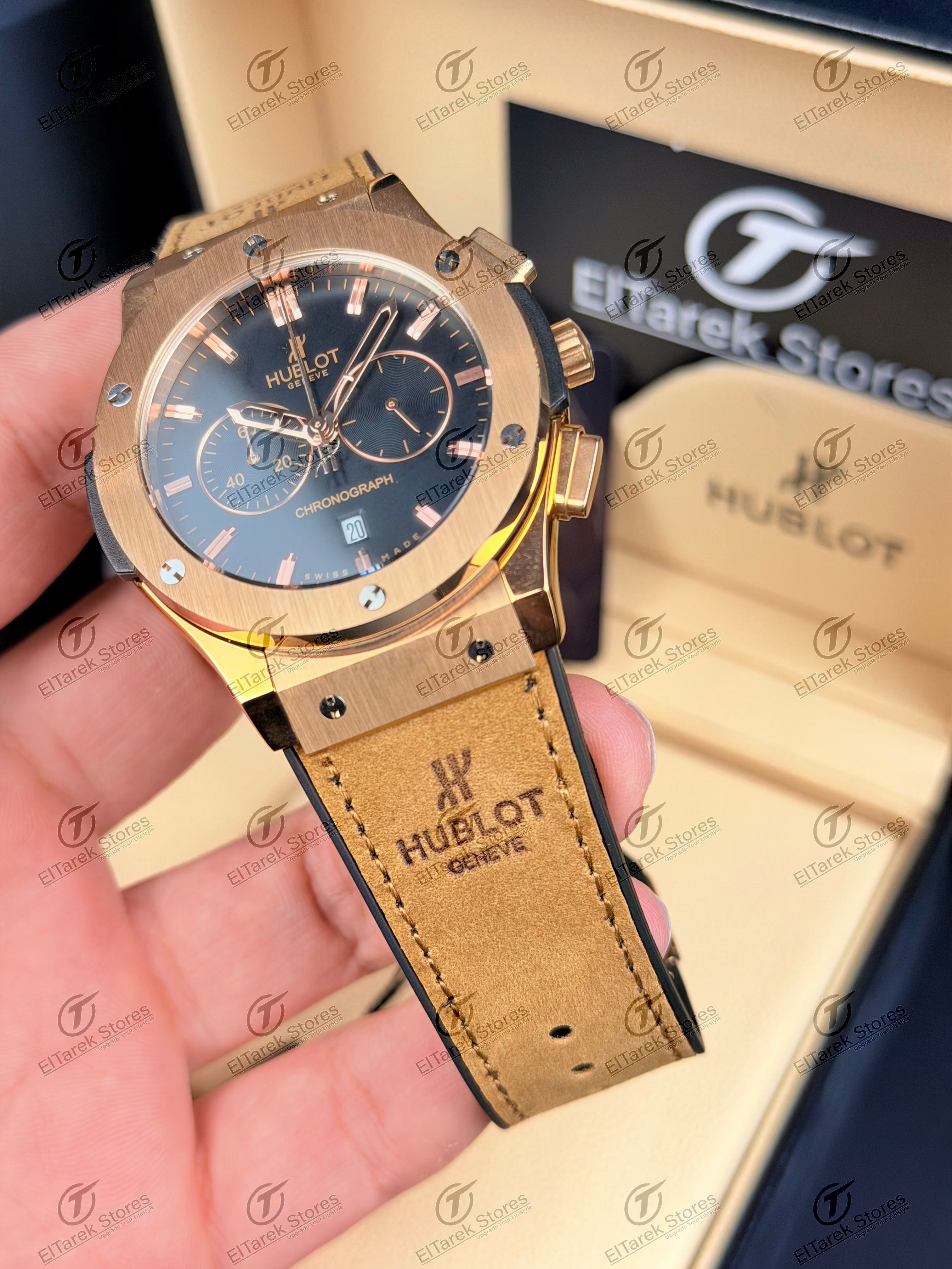 Hublot Classic Fusion Chronograph Black Dial Brown Suede