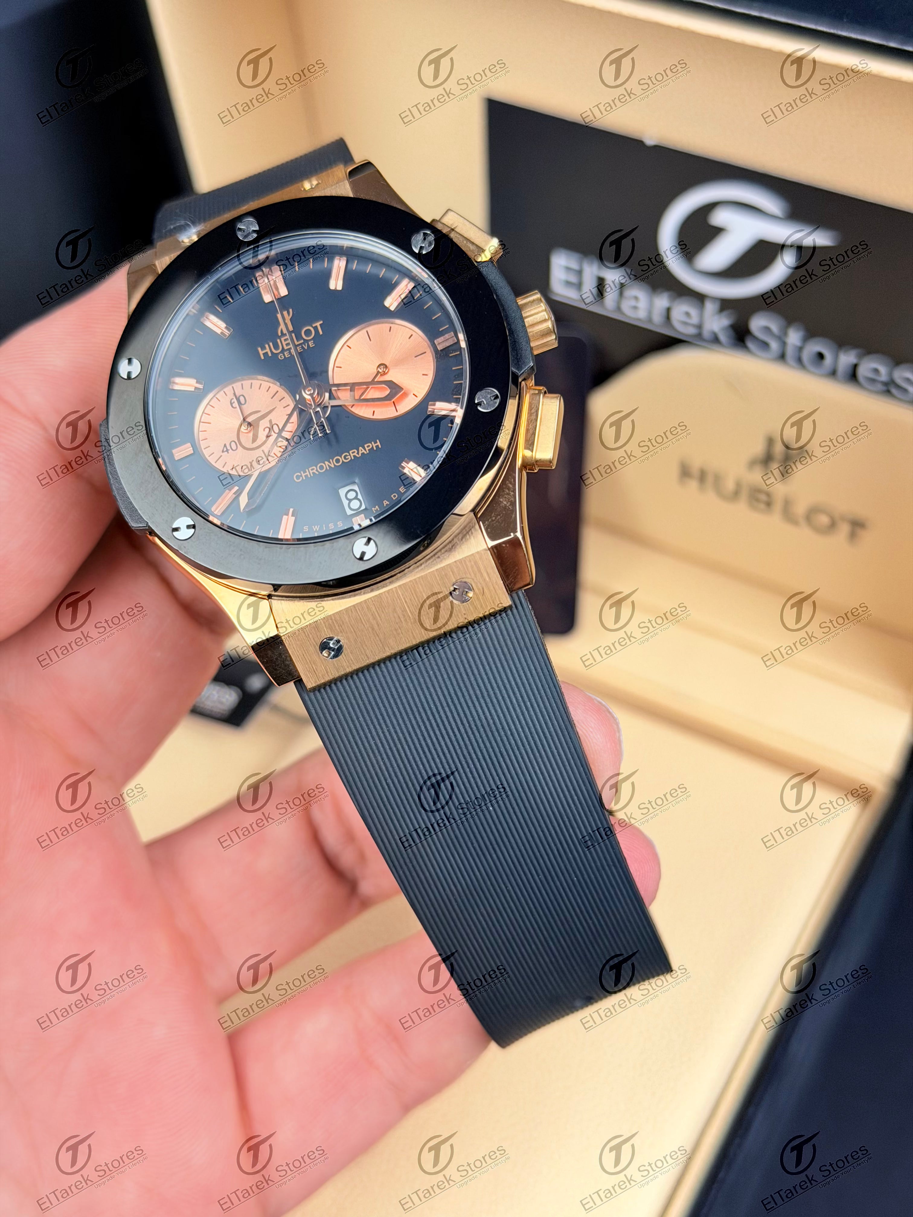 Hublot Classic Fusion Chronograph Black Dial Black Rubber Rose