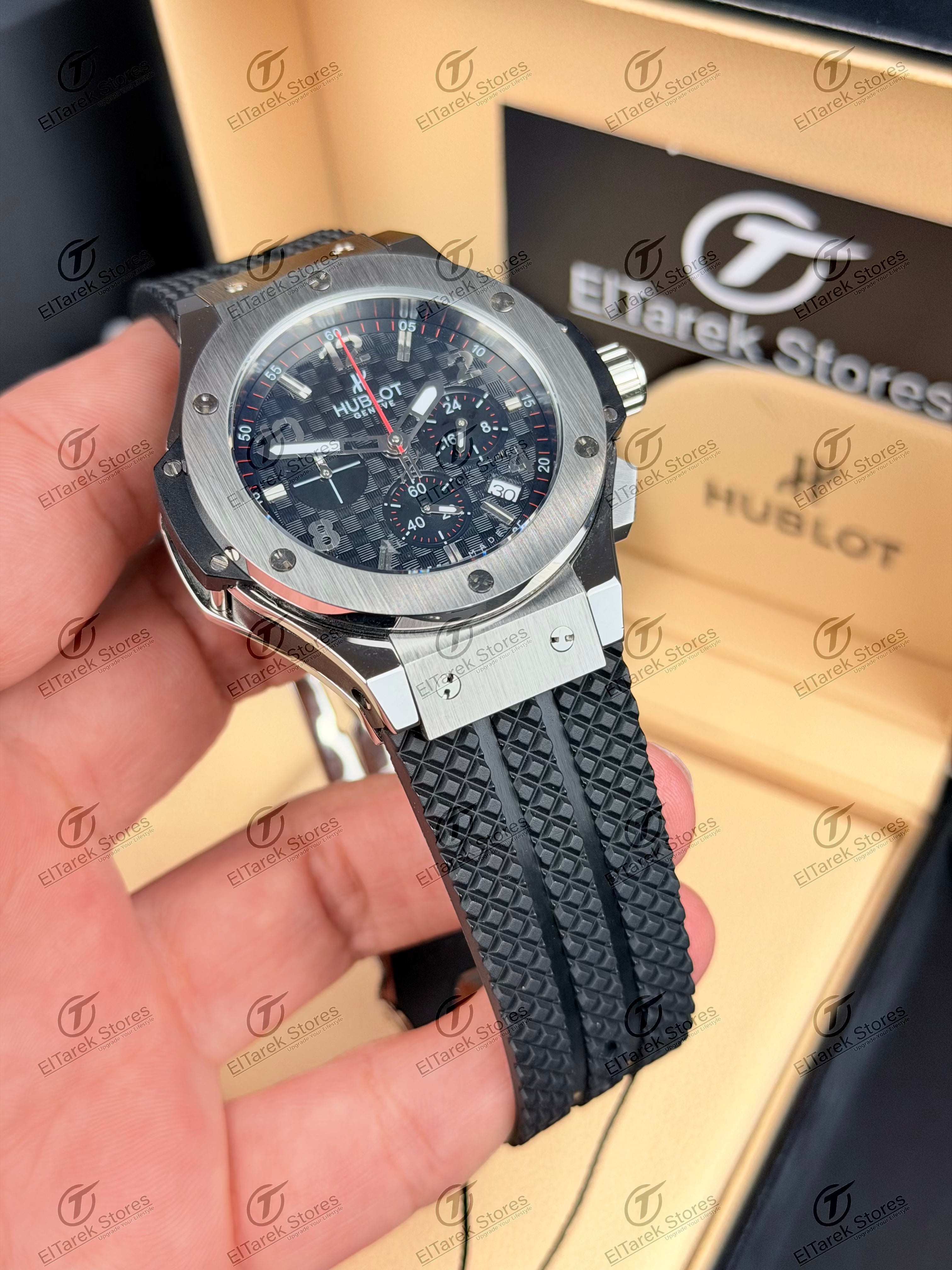Hublot Big Bang Chronograph Black Chess Dial Black Rubber Metal