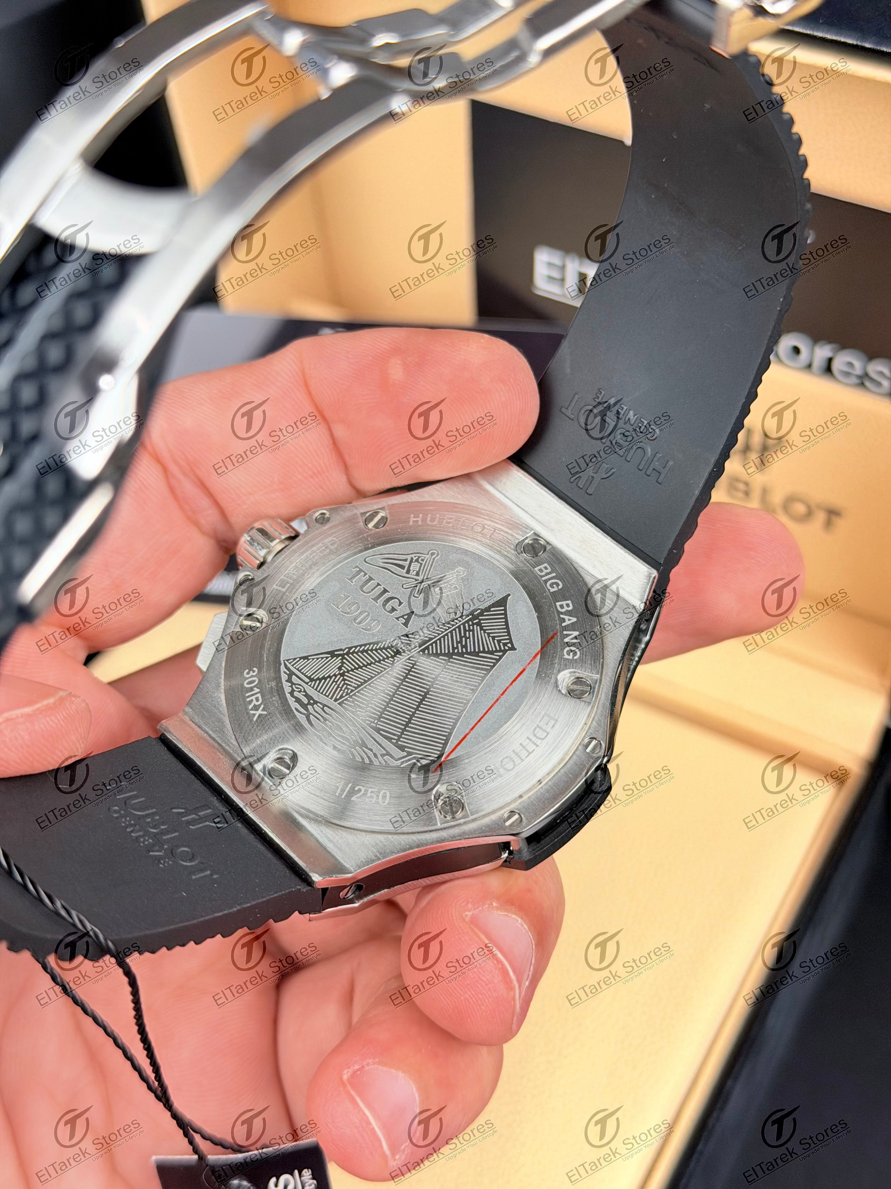 Hublot Big Bang Chronograph Black Chess Dial Black Rubber Metal