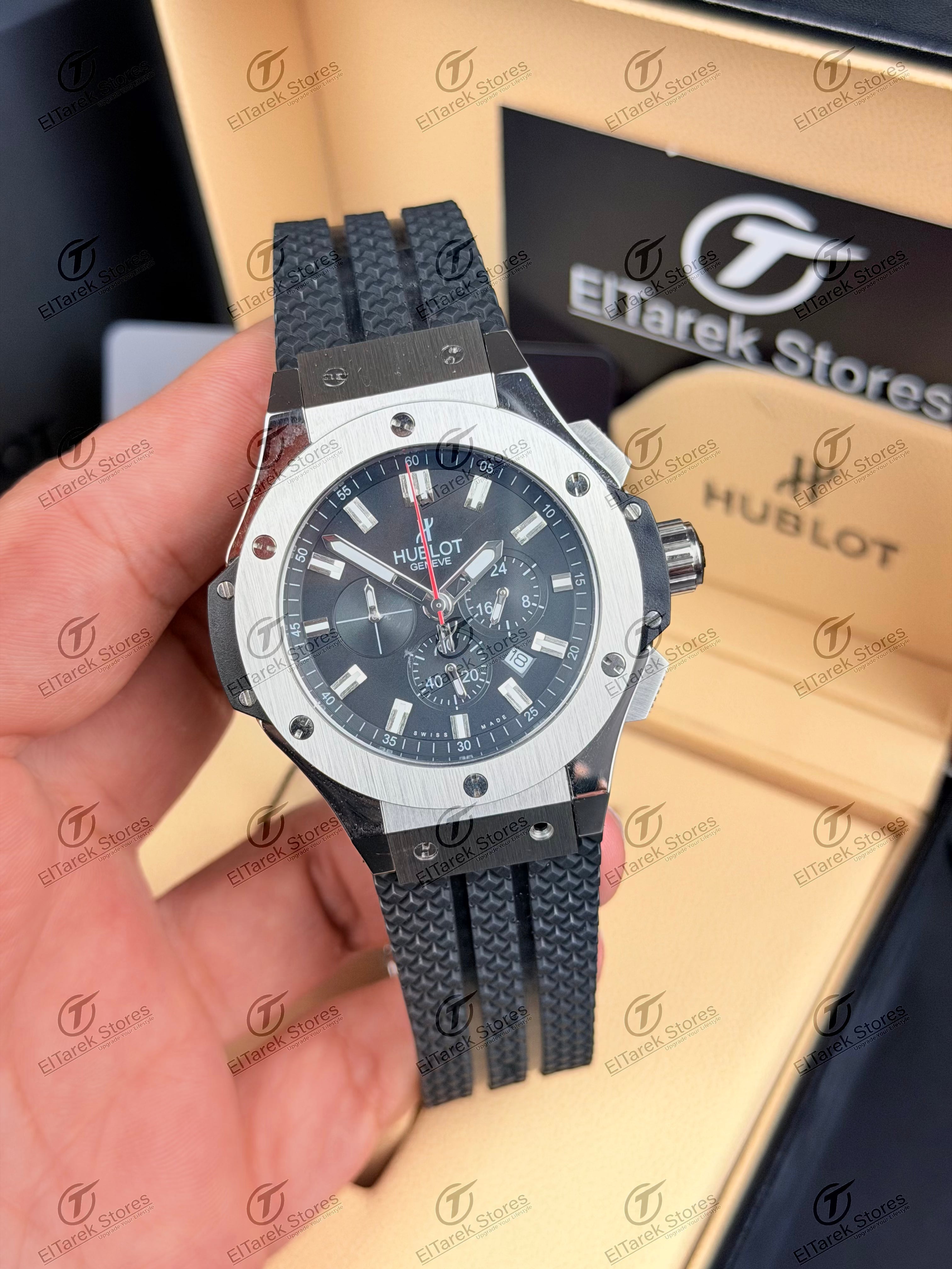 Hublot Big Bang Chronograph Black Dial Black Rubber Metal