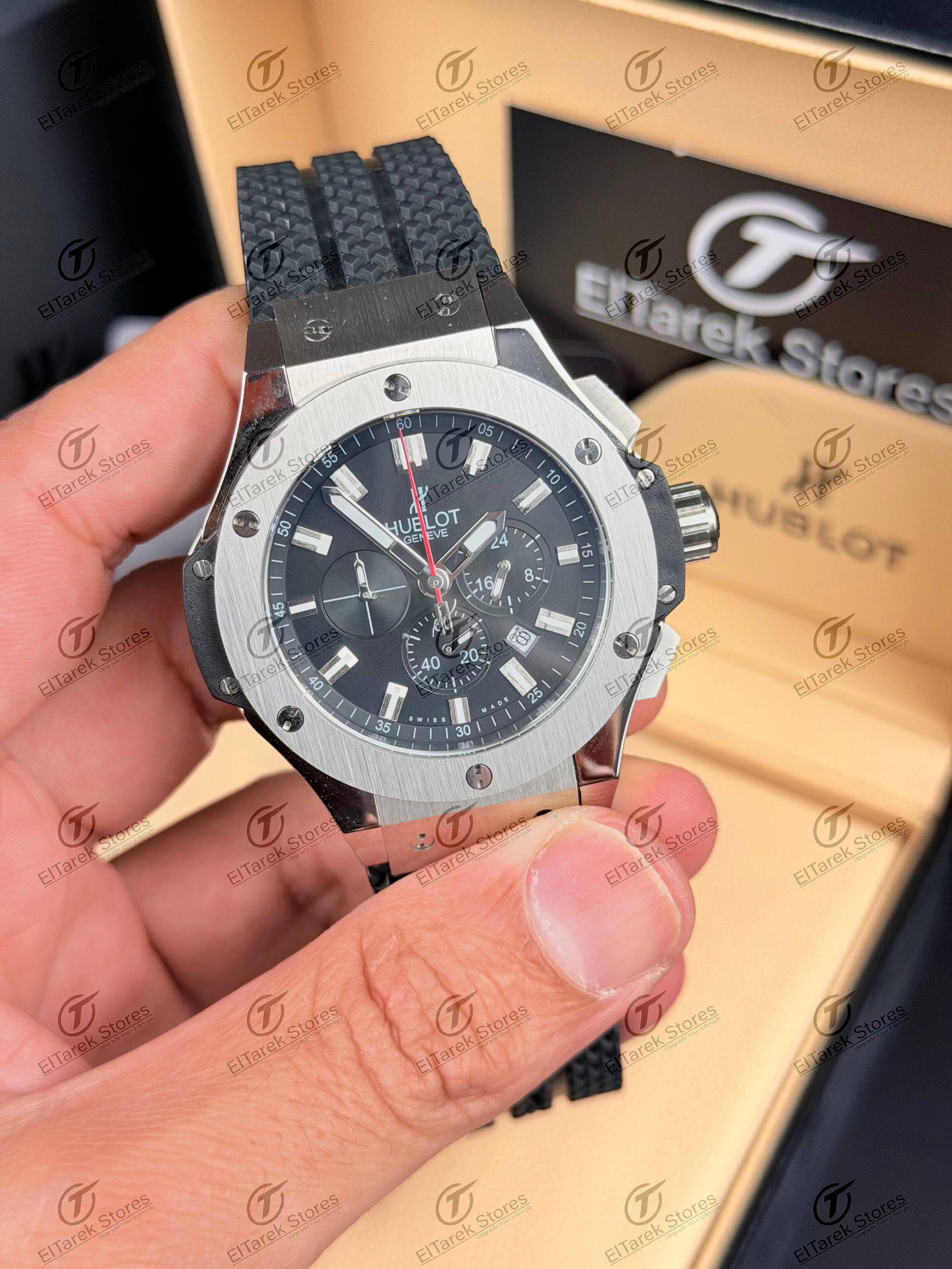Hublot Big Bang Chronograph Black Dial Black Rubber Metal