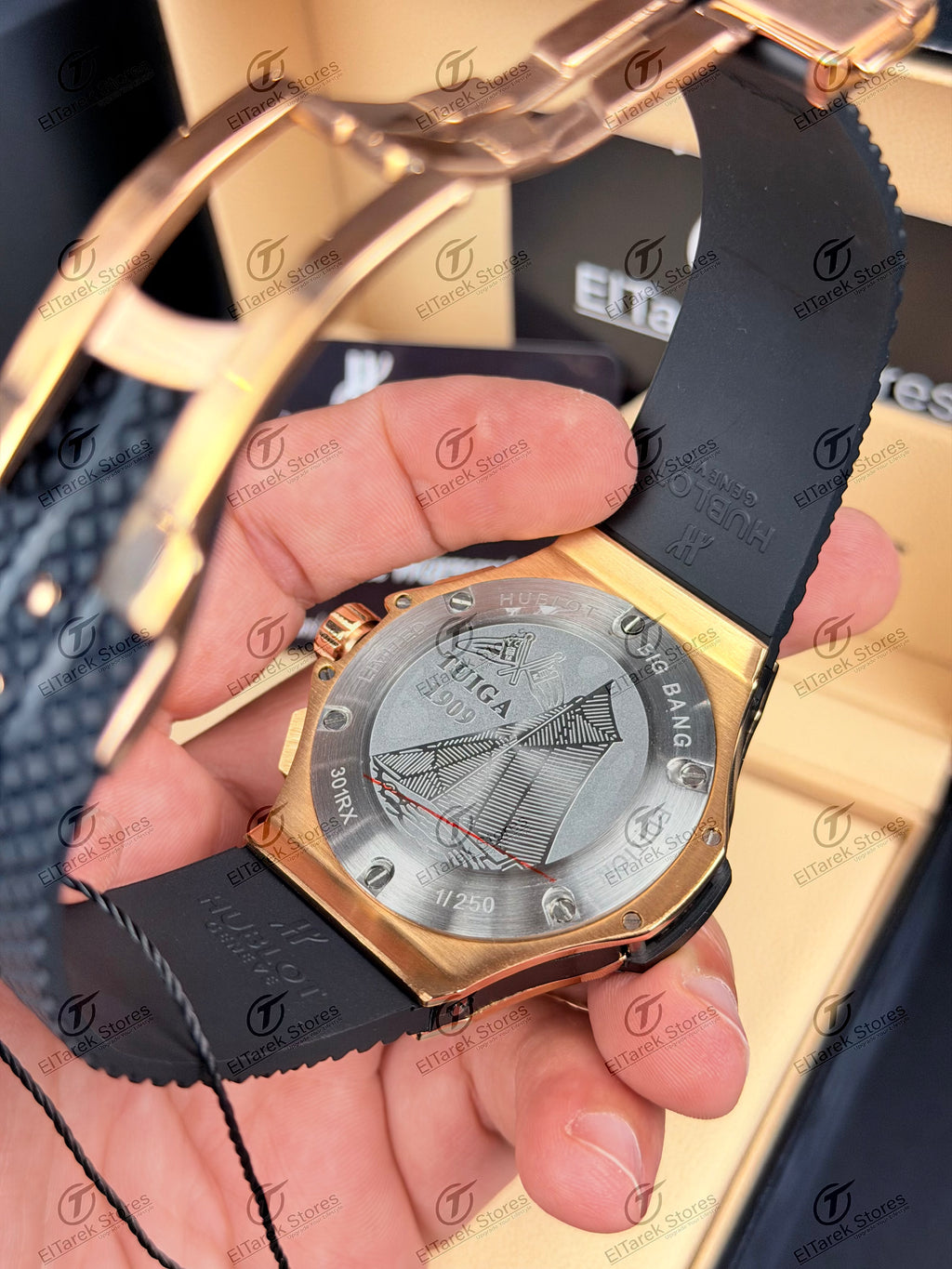 Hublot Big Bang Chronograph Black Chess Dial Black Rubber Ceramic Rose