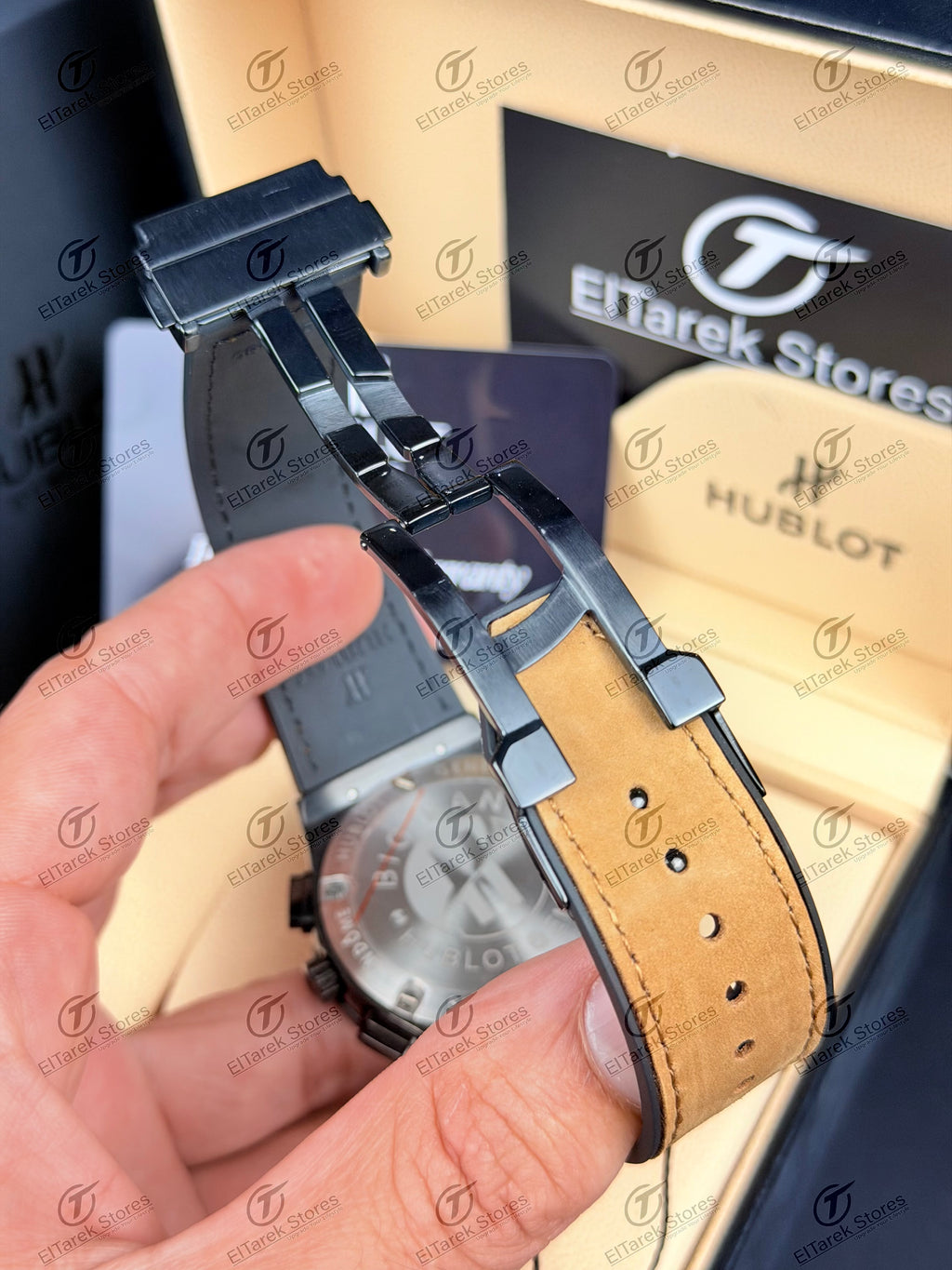 Hublot Classic Fusion Chronograph Black Skeleton Dial Brown Suede