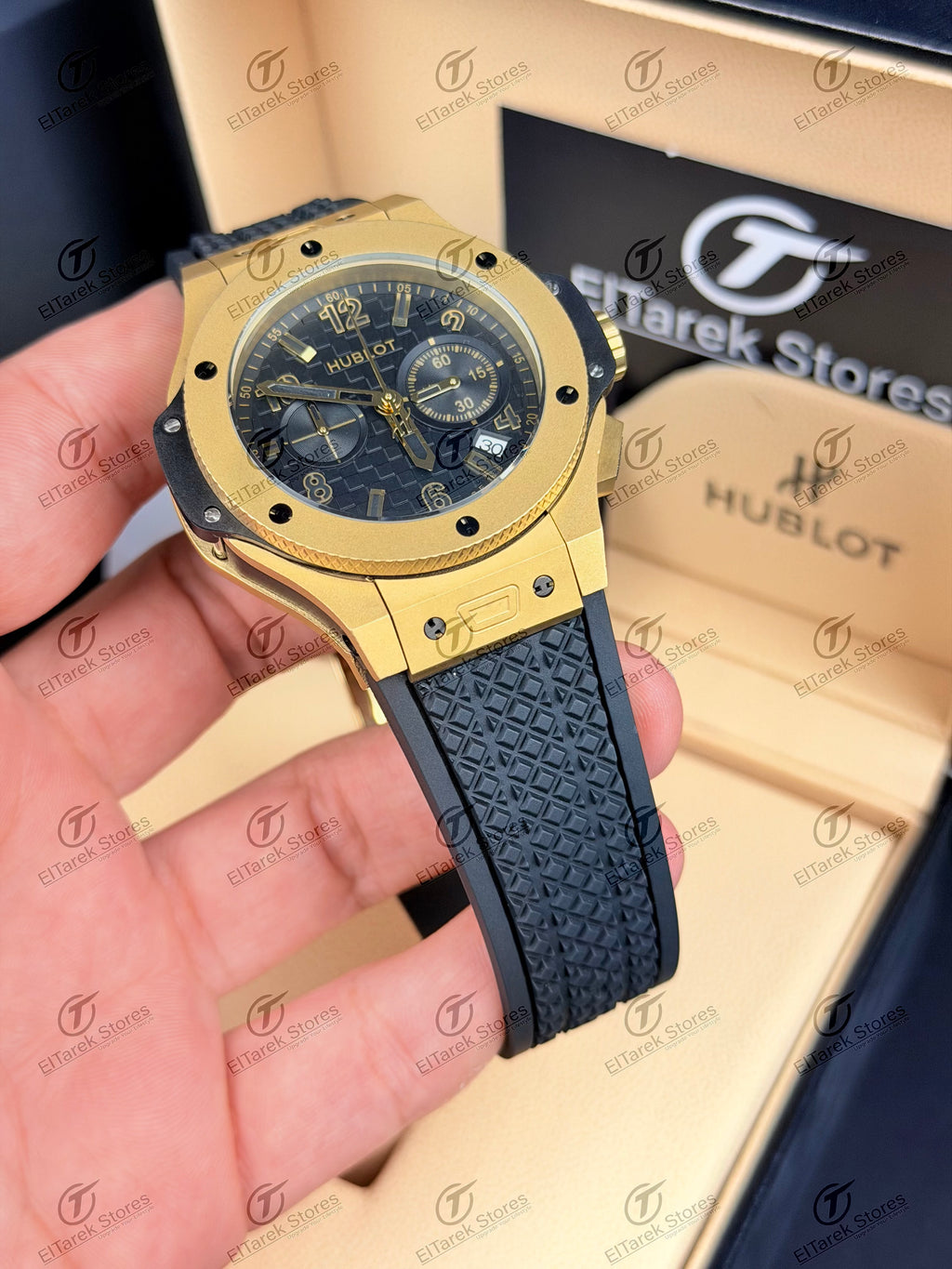 Hublot Big Bang 20th Anniversary Black Dial Black Rubber Gold