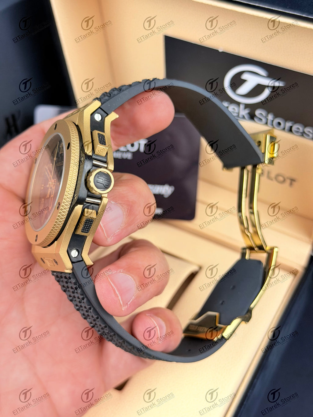Hublot Big Bang 20th Anniversary Black Dial Black Rubber Gold