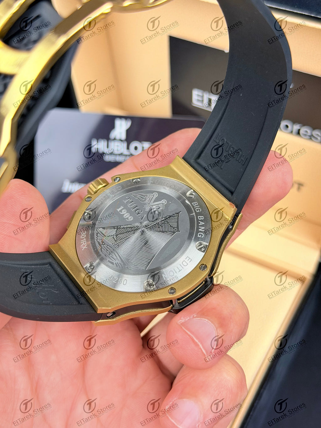 Hublot Big Bang 20th Anniversary Black Dial Black Rubber Gold