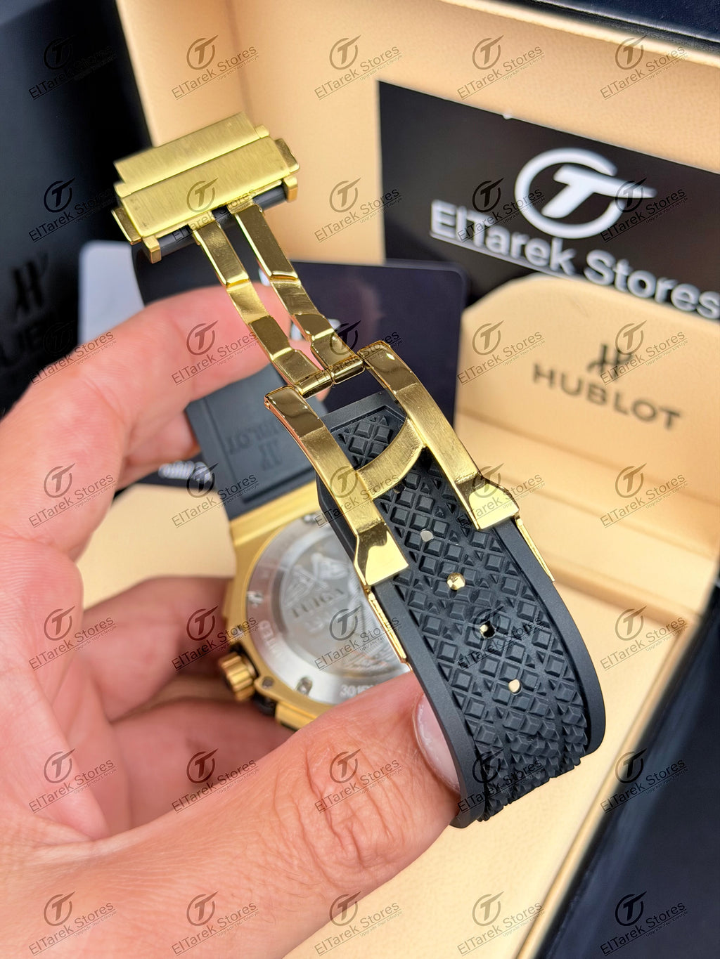 Hublot Big Bang 20th Anniversary Black Dial Black Rubber Gold