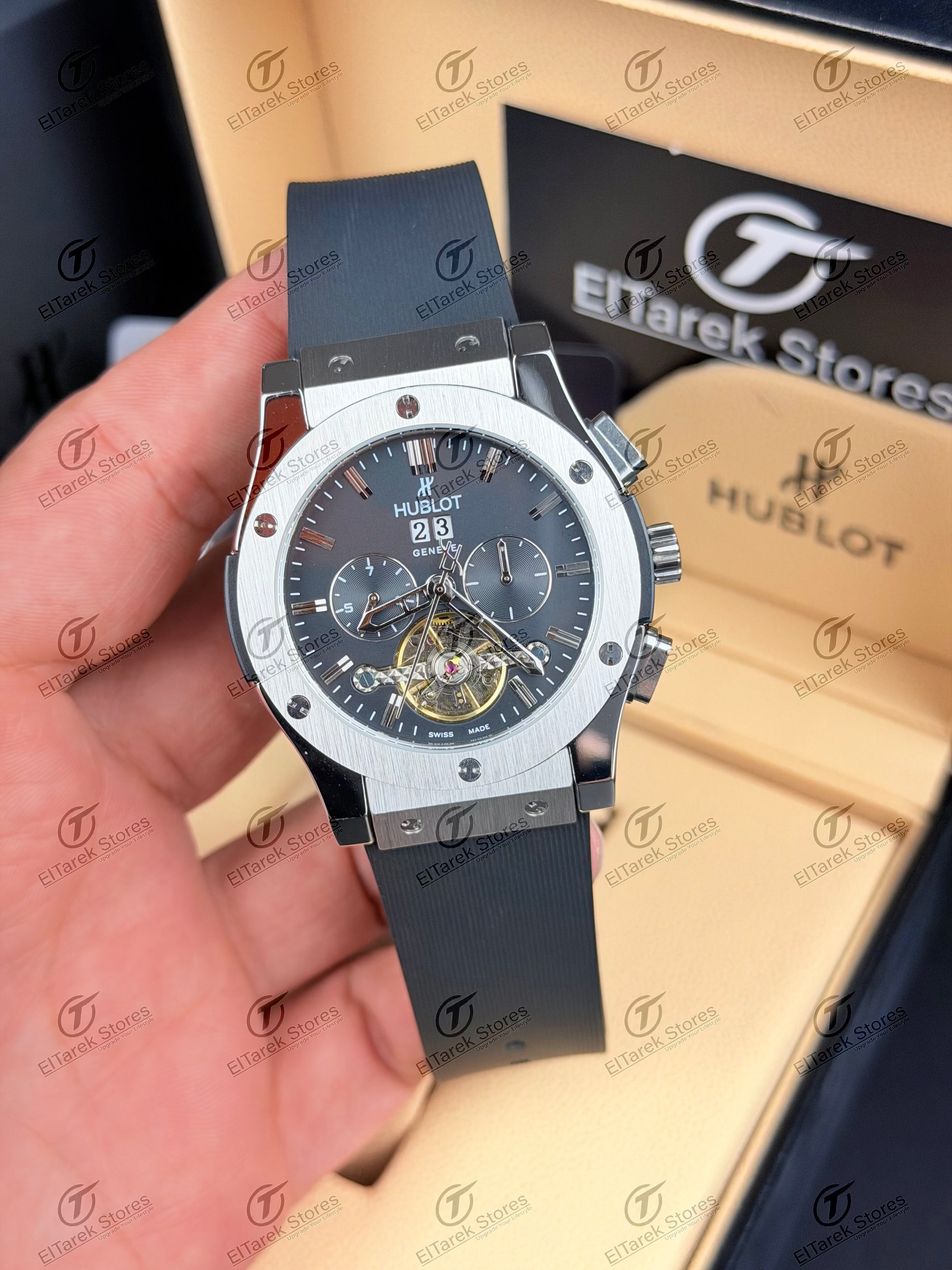 Hublot Classic Fusion Tourbillon Black Dial Brown Rubber