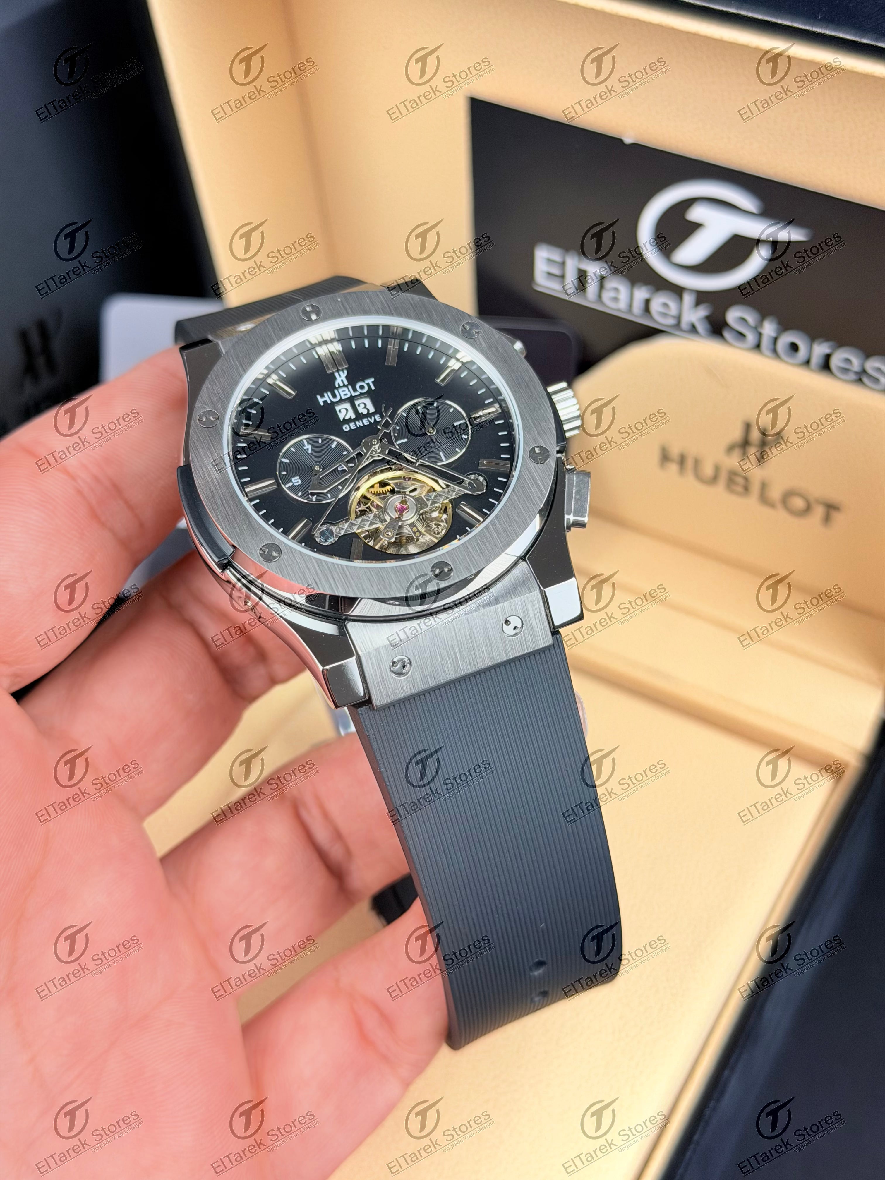Hublot Classic Fusion Tourbillon Black Dial Brown Rubber