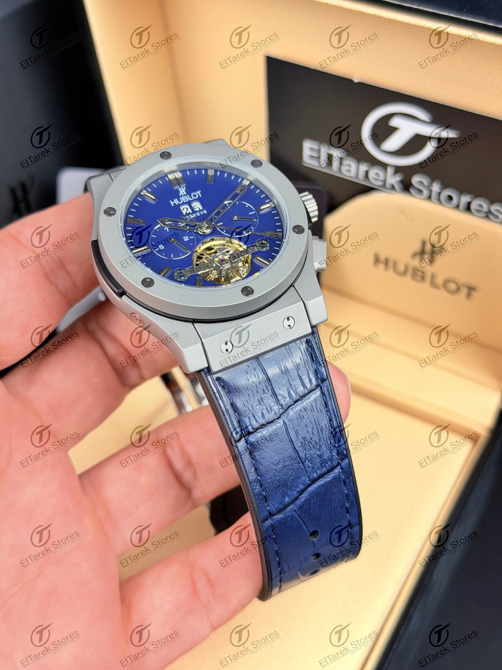 Hublot Classic Fusion Tourbillon Blue Dial Blue Leather Matt