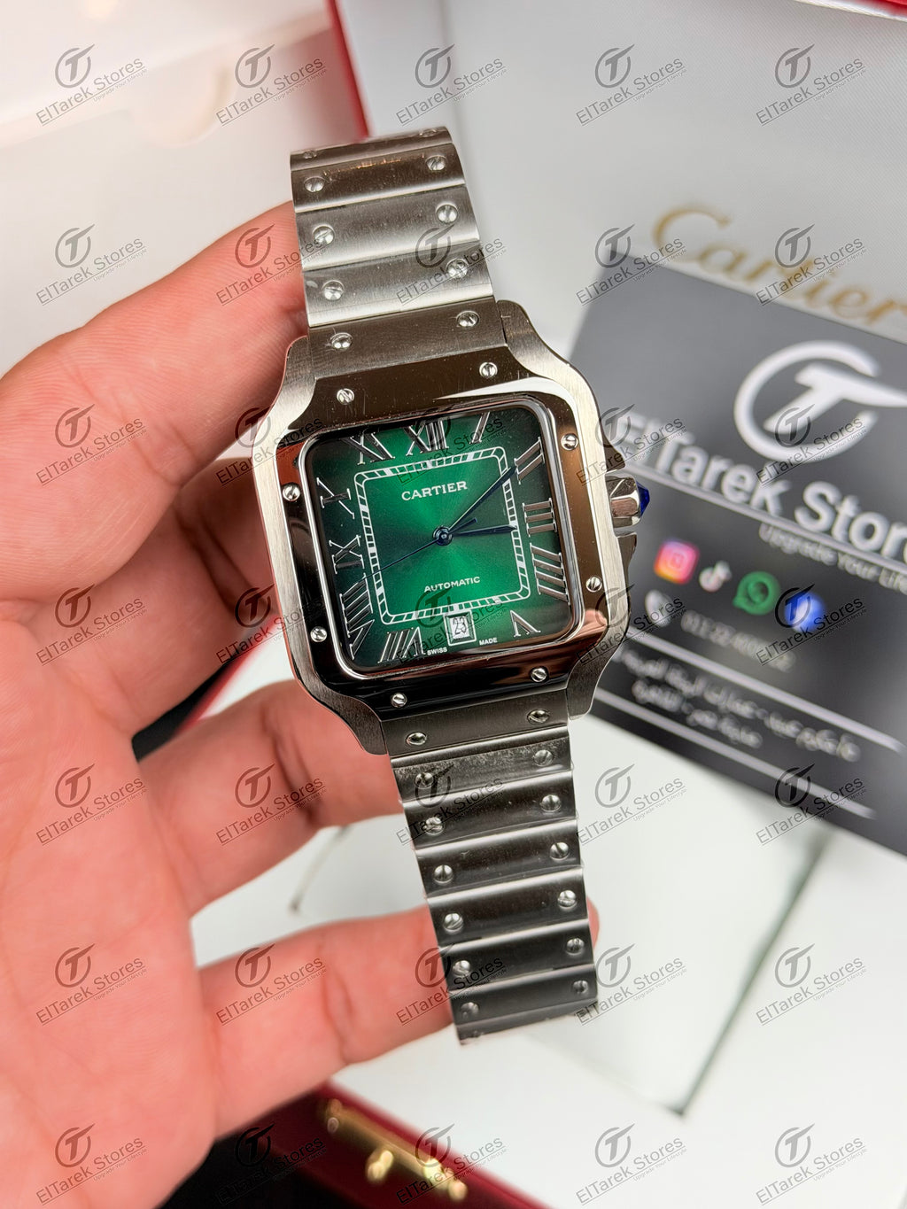 Cartier Santos Large Green Dial Metal