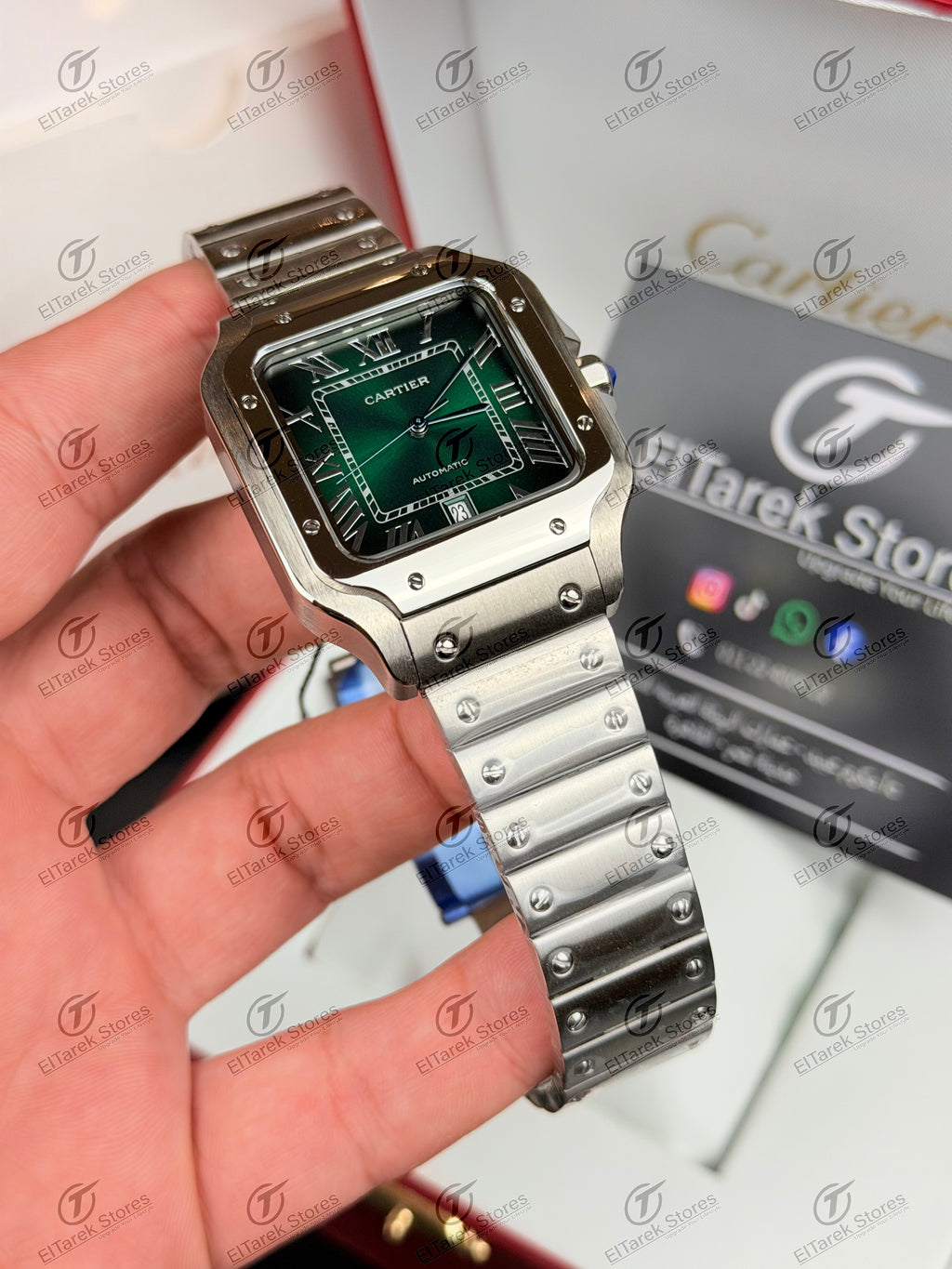 Cartier Santos Large Green Dial Metal