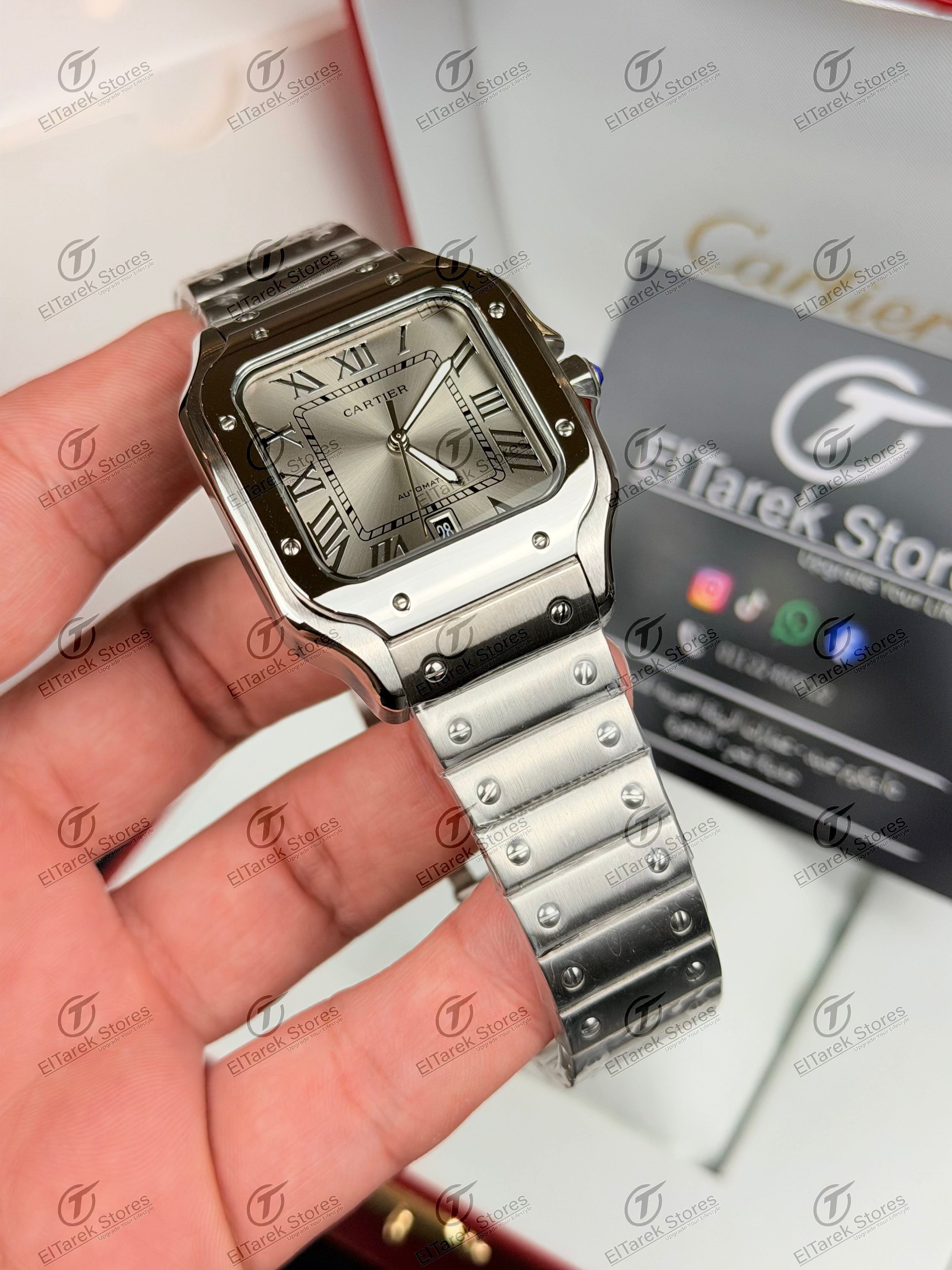 Cartier Santos Large Silver Dial Metal