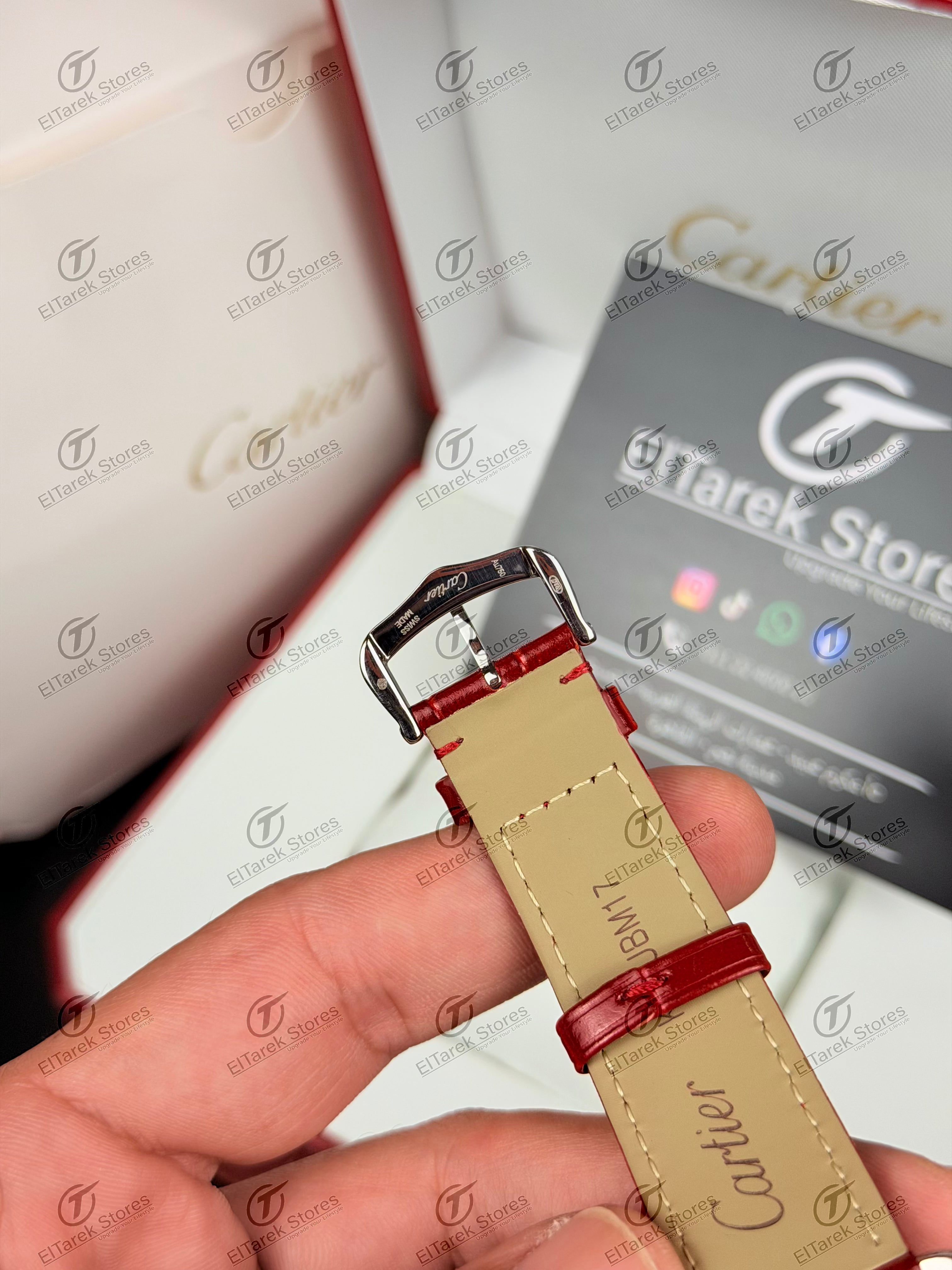 Cartier Tank Must S Red Leather Silver