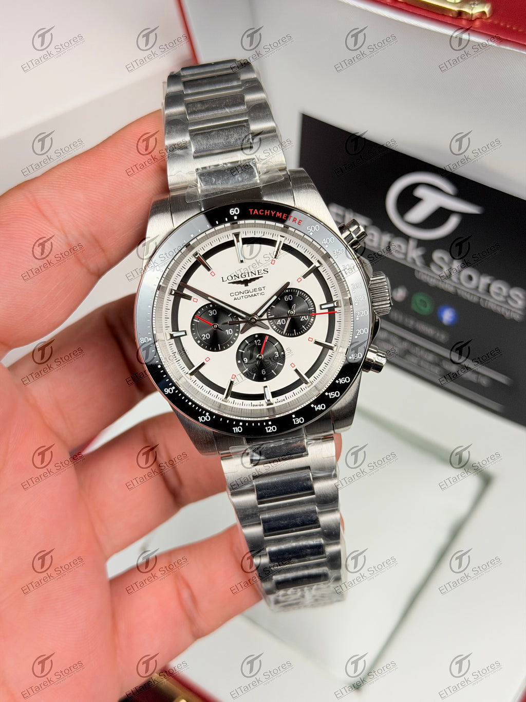 Longines Conquest Chronograph White/Black Metal