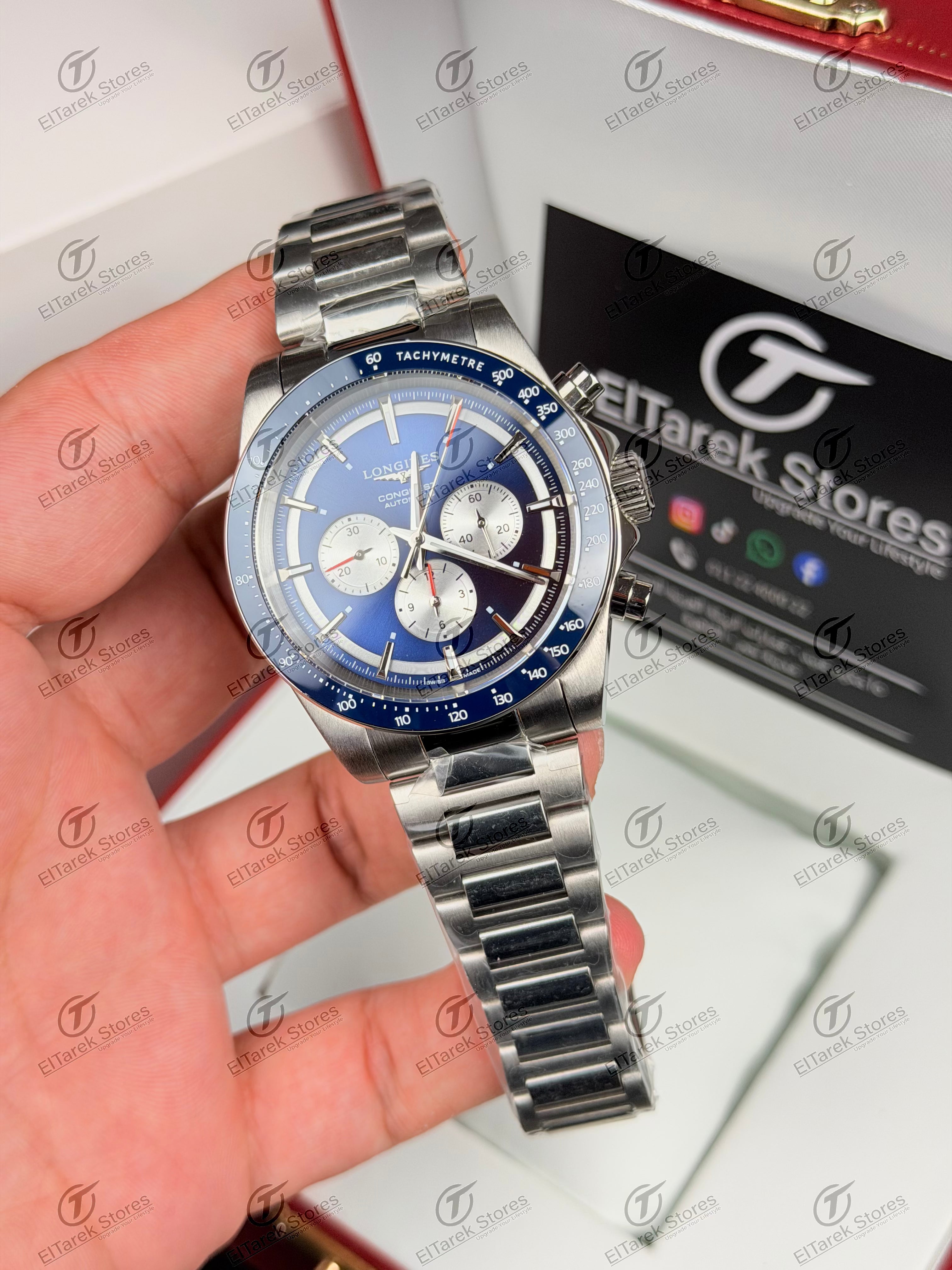 Longines Conquest Chronograph Blue/White Metal